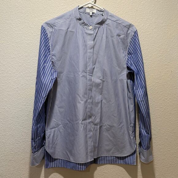 Theory Project Women's Blue White Striped Cotton Band Collar Shirt Size S - Picture 3 of 7